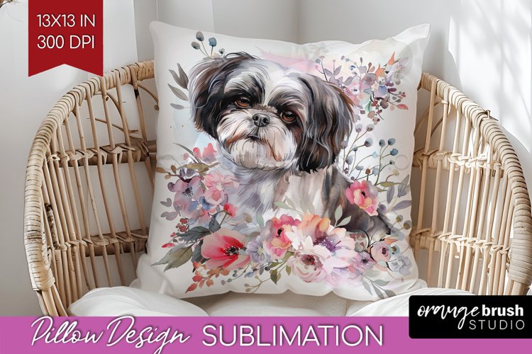 Floral Dog Pillow Sublimation - Flowers Pillow Cover PNG