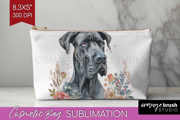 Floral Dog Cosmetic Bag - Flowers Makeup Bag PNG Sublimation example image 1