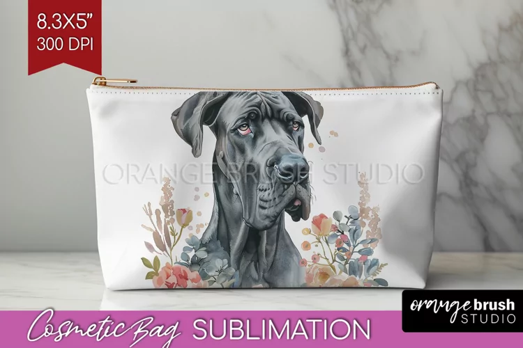 Floral Dog Cosmetic Bag - Flowers Makeup Bag PNG Sublimation
