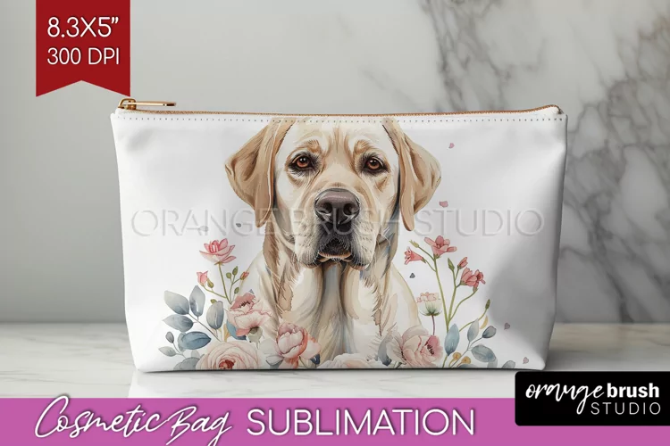Floral Dog Cosmetic Bag - Flowers Makeup Bag PNG Sublimation