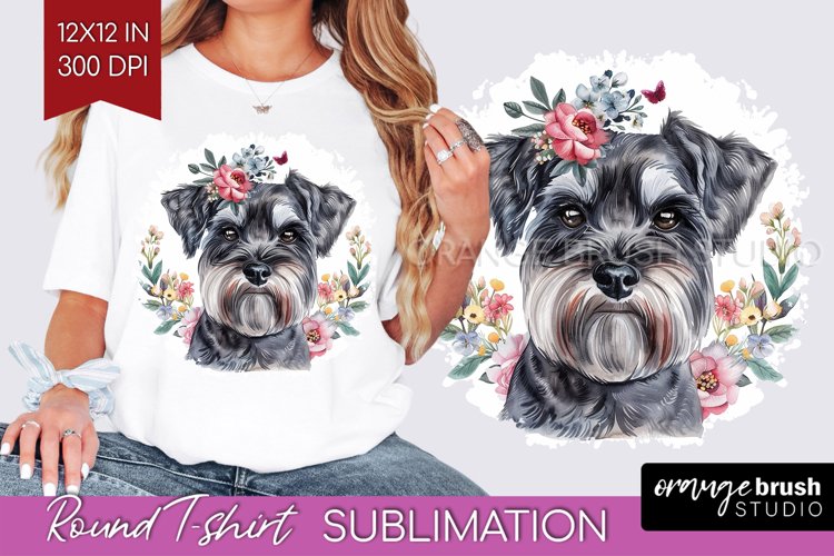 Floral Dog Round Tshirt Background - Flowers PNG Sublimation