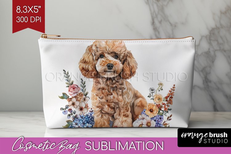 Floral Dog Cosmetic Bag - Flowers Makeup Bag PNG Sublimation example image 1