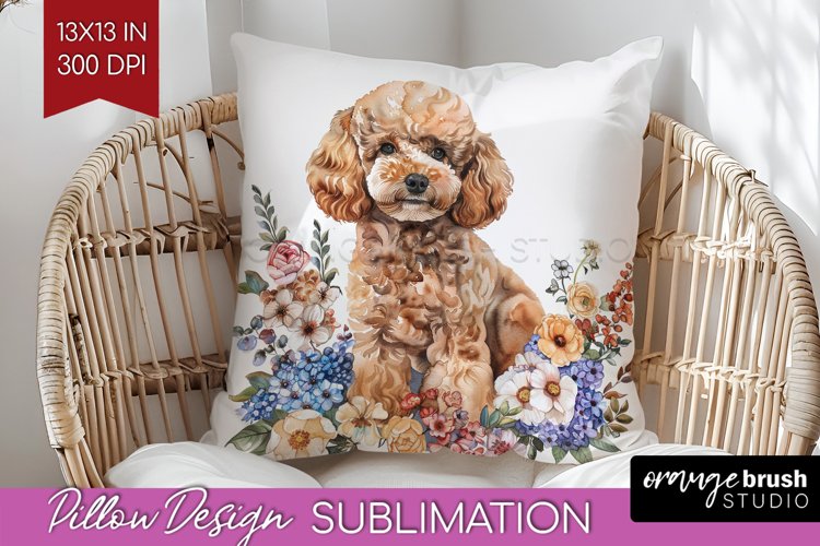 Floral Dog Pillow Sublimation - Flowers Pillow Cover PNG example image 1