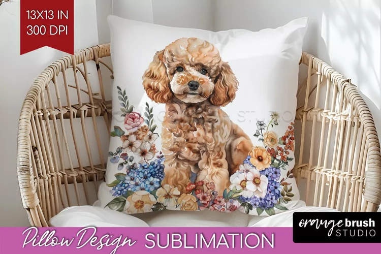 Floral Dog Pillow Sublimation - Flowers Pillow Cover PNG