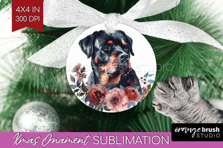 Floral Dog Ornament PNG - Flowers PNG Sublimation