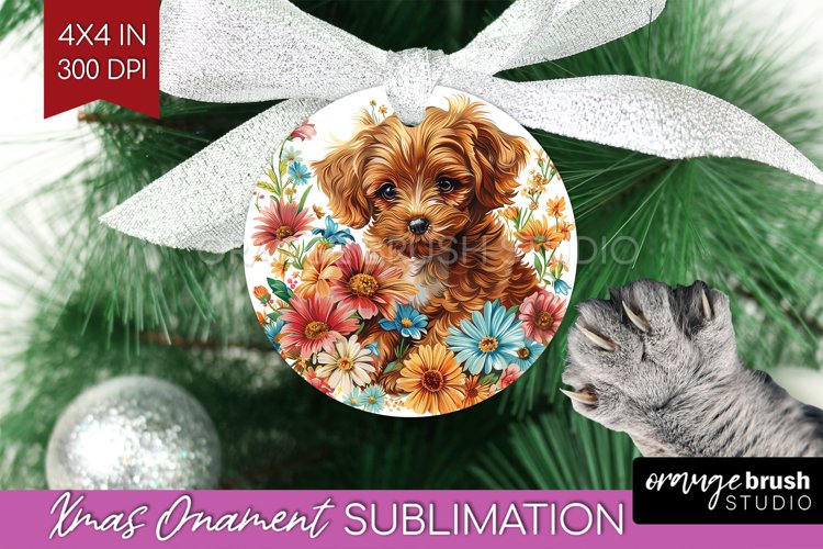 Floral Dog Ornament PNG - Flowers PNG Sublimation