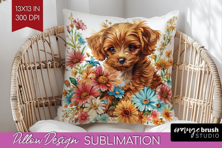 Floral Dog Pillow Sublimation - Flowers Pillow Cover PNG example image 1