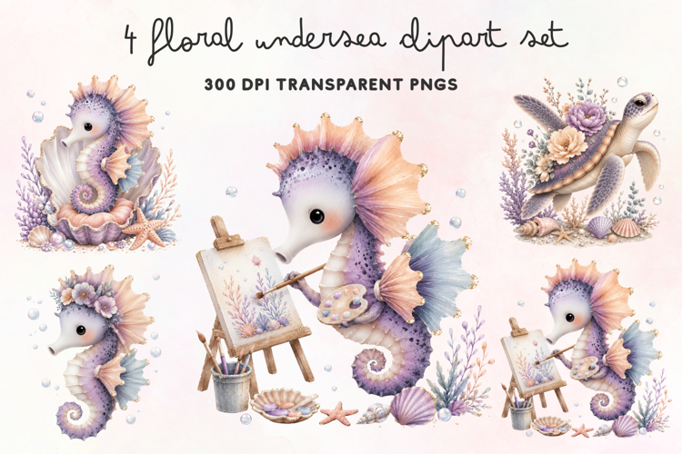 Floral Undersea Clipart Set PNG