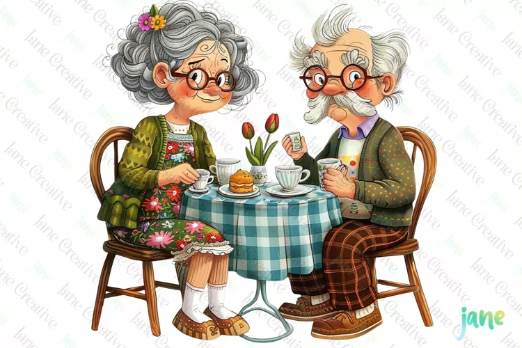 Funny Cartoon Grandparent Sublimation