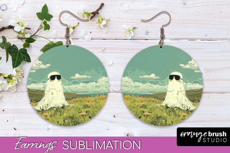 Halloween Earrings - Cute Ghost Round Earring Sublimation