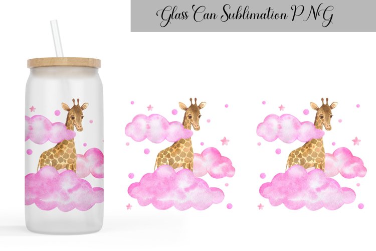 Baby Giraffe Glass Can Wrap | Animal Sublimation Design example image 1