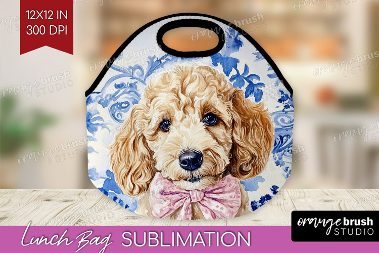 Goldendoodle Dog Lunch Bag Floral Dog Lunch Bug PNG