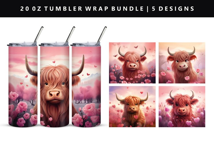Highland Cow 20oz Tumbler Wrap | Sublimation PNG (3216725)