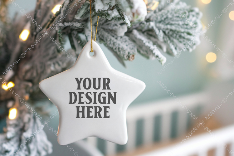 Christmas Star Ceramic Ornaments Mockup | Holiday Star Ornam