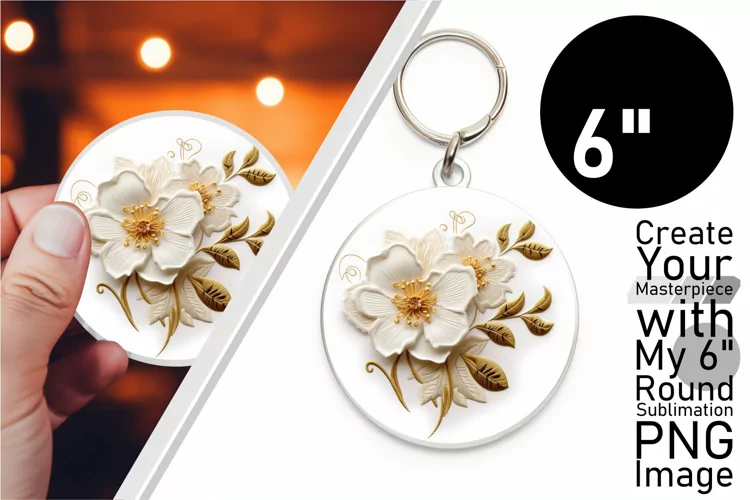 Vibrant Embroidered Flower Keyring