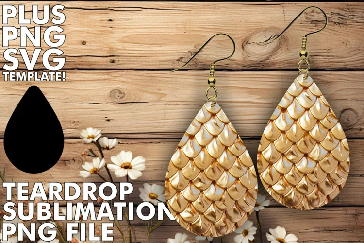 Sublimation Splendor: Glittery Mermaid Teardrops