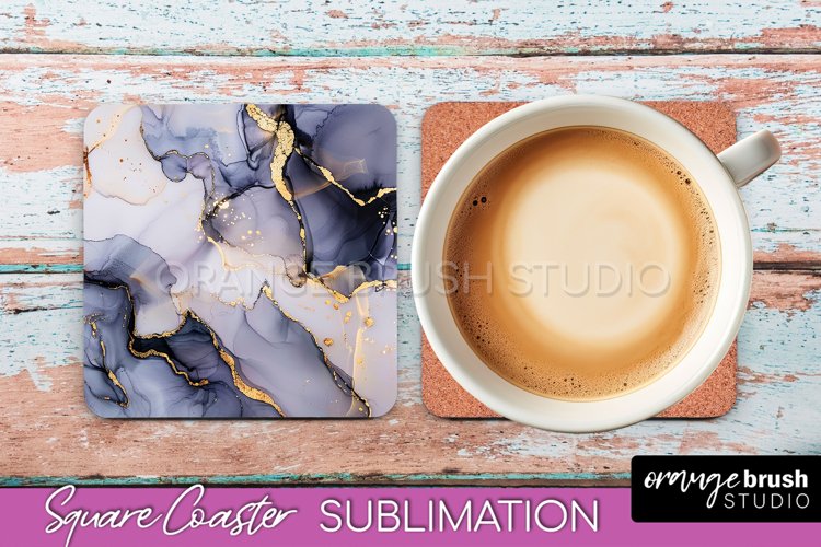 Marble Texture Square Coaster Sublimation - Marble Coaster example image 1