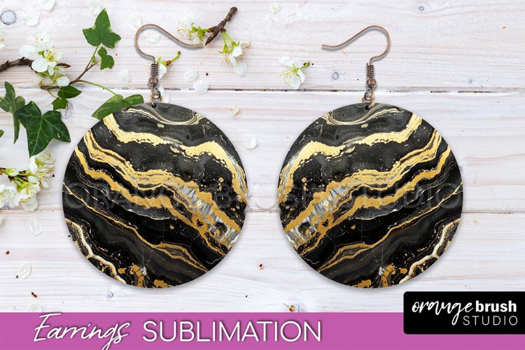 Marble Texture Round Earring Sublimation, Abstract Earrings