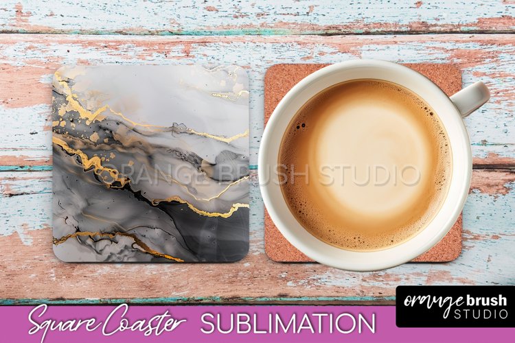 Marble Texture Square Coaster Sublimation - Marble Coaster example image 1
