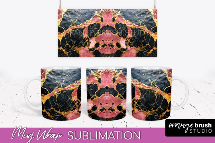 Marble Mug Wrap - 3D Marble Texture Mug Sublimation Design