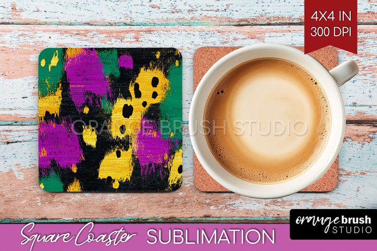 Mardi Gras Square Coaster - Carnival Coaster PNG Sublimation