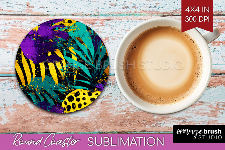 Mardi Gras Round Coaster - Carnival Coaster PNG Sublimation