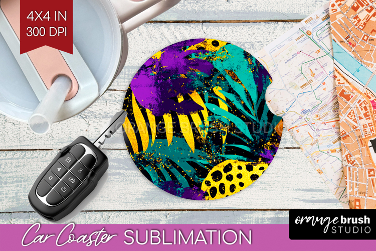 Mardi Gras Car Coaster - Carnival Coaster PNG Sublimation