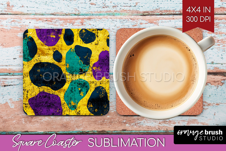 Mardi Gras Square Coaster - Carnival Coaster PNG Sublimation