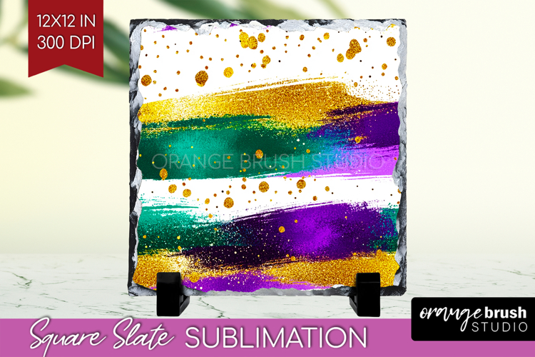 Mardi Gras Slate PNG - Carnival Square Slate Sublimation