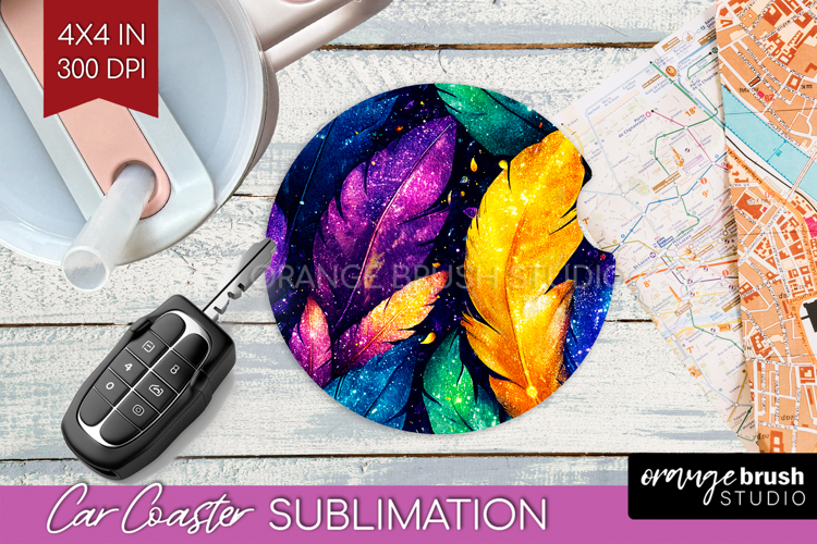Mardi Gras Car Coaster - Carnival Coaster PNG Sublimation