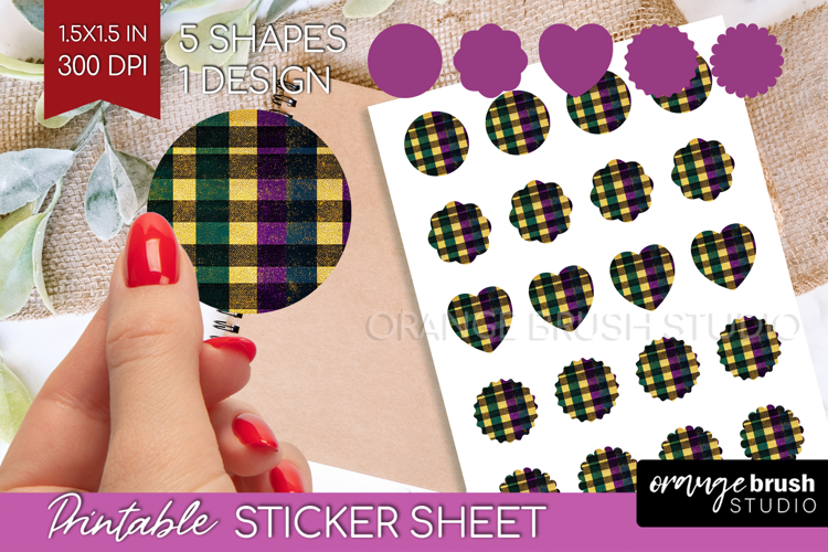 Mardi Gras Round Sticker - Carnival Printable Sticker Sheet