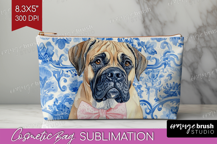 Mastiff Dog Cosmetic Bag Floral Dog Makeup Bag PNG