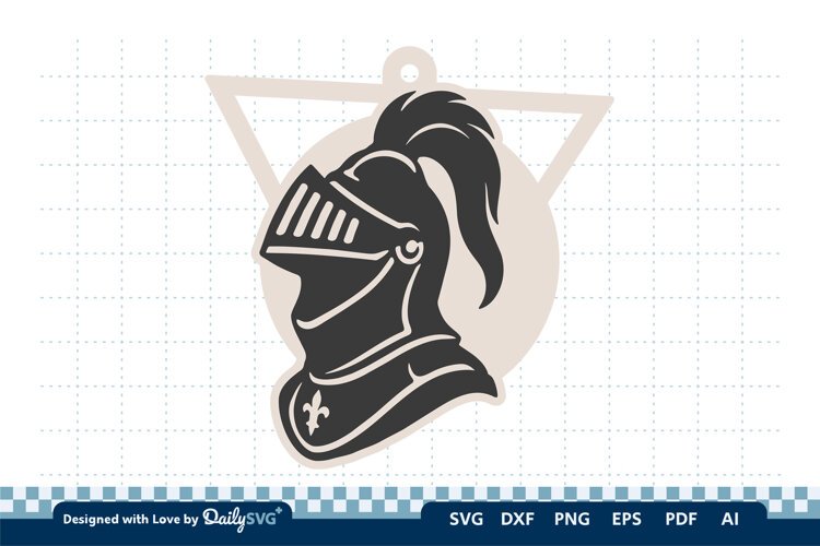 Medieval Helmet Geometric Keychain SVG | Knight Design example image 1