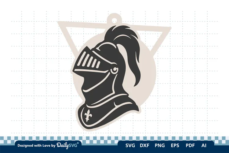 Medieval Helmet Geometric Keychain SVG | Knight Design