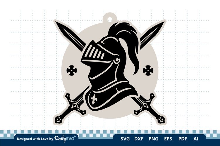 Medieval Sword and Helmet Keychain SVG example image 1
