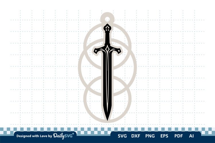 Medieval Sword Keychain SVG | Knight Sword Cut File example image 1
