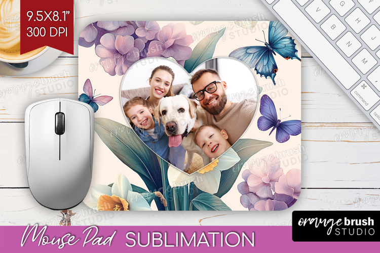 Floral Photo Mouse Pad PNG - Sping Flowers Picture Frame Pad