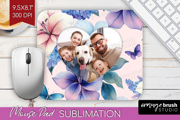 Floral Photo Mouse Pad PNG - Sping Flowers Picture Frame Pad