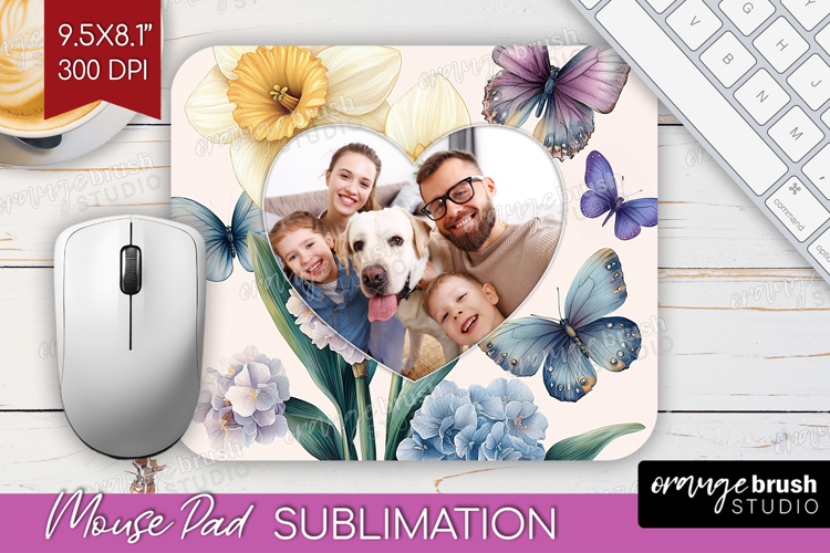 Floral Photo Mouse Pad PNG - Sping Flowers Picture Frame Pad
