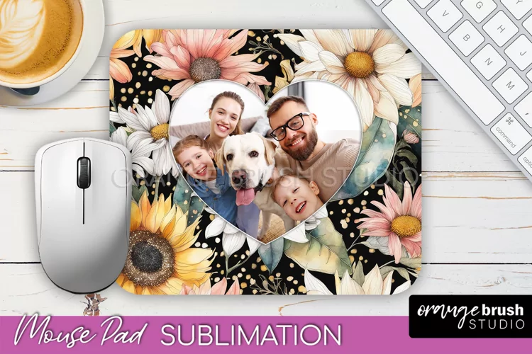Photo Mouse Pad Sublimation, Floral Mouse Pad Picture Frame
