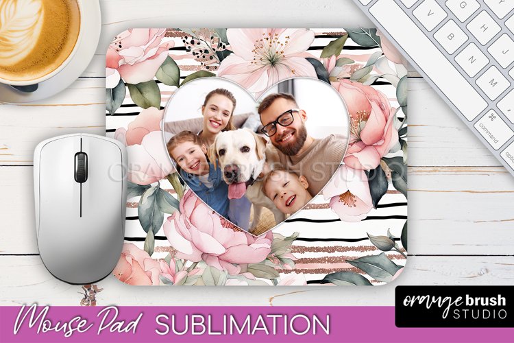Photo Mouse Pad Sublimation, Floral Mouse Pad Picture Frame example image 1