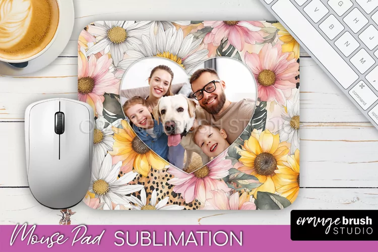 Photo Mouse Pad Sublimation, Floral Mouse Pad Picture Frame