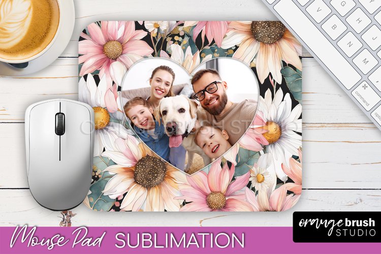 Photo Mouse Pad Sublimation, Floral Mouse Pad Picture Frame example image 1