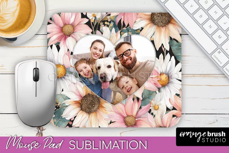 Photo Mouse Pad Sublimation, Floral Mouse Pad Picture Frame