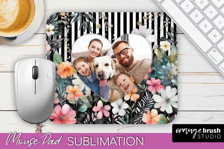 Photo Mouse Pad Sublimation, Floral Mouse Pad Picture Frame