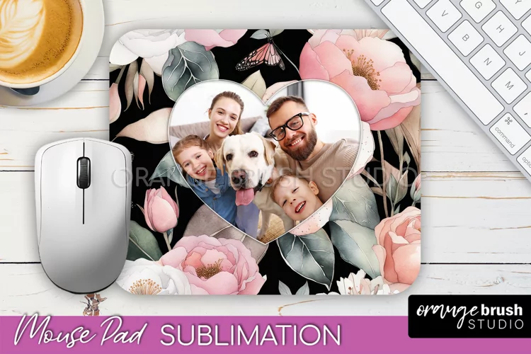 Photo Mouse Pad Sublimation, Floral Mouse Pad Picture Frame
