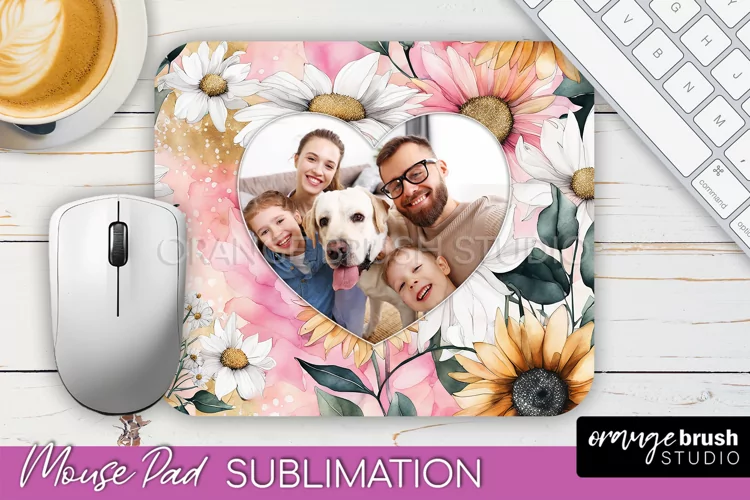 Photo Mouse Pad Sublimation, Floral Mouse Pad Picture Frame