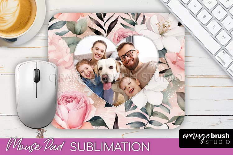 Photo Mouse Pad Sublimation, Floral Mouse Pad Picture Frame