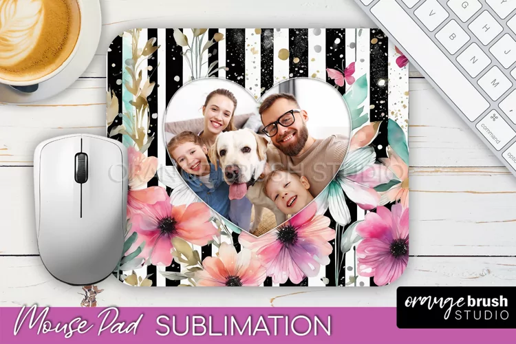 Photo Mouse Pad Sublimation, Floral Mouse Pad Picture Frame