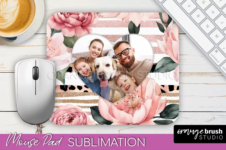 Photo Mouse Pad Sublimation, Floral Mouse Pad Picture Frame